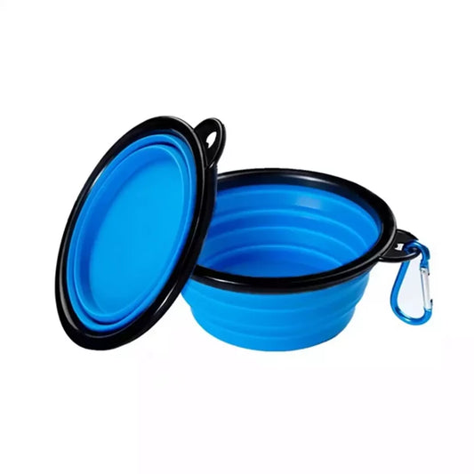 Katlanabilir Askılı Seyahat Mama ve Su Kabı – Silikon Kedi & Köpek | 350 ml