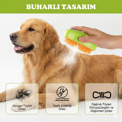 Buharlı Evcil Hayvan Tüy Toplama ve Bakım Tarağı (Tırnak Makası Hediyeli)