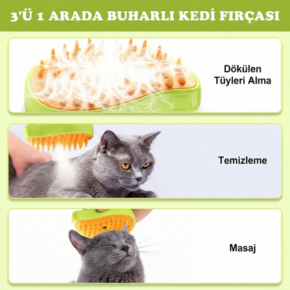 Buharlı Evcil Hayvan Tüy Toplama ve Bakım Tarağı (Tırnak Makası Hediyeli)
