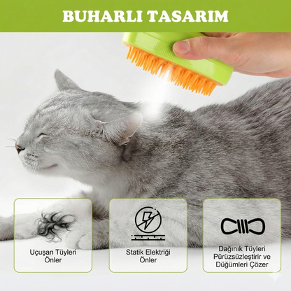 Buharlı Evcil Hayvan Tüy Toplama ve Bakım Tarağı (Tırnak Makası Hediyeli)